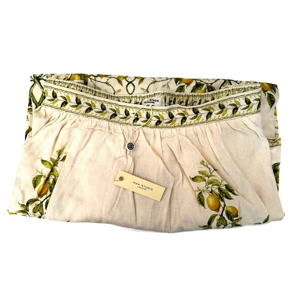 Max Studio Womens Yellow Lemon Pockets Linen Blend Maxi Skirt Plus Sz 2X New - Picture 3 of 10